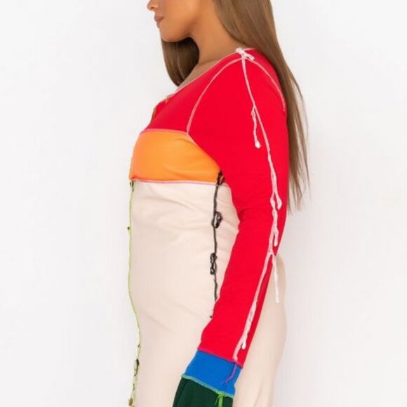 PLUS FAUX LEATHER PATCHWORK MINI DRESS (  BRAND NEW !! ) - Picture 5 of 8